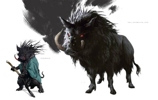 杨奇公布《黑神话：悟空》黄风大圣与鹤仙人原画：灵吉的头被夹腋下！
