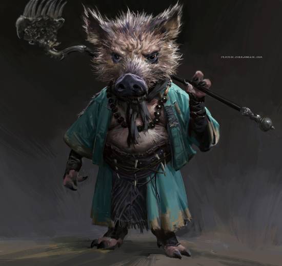 杨奇公布《黑神话：悟空》黄风大圣与鹤仙人原画：灵吉的头被夹腋下！