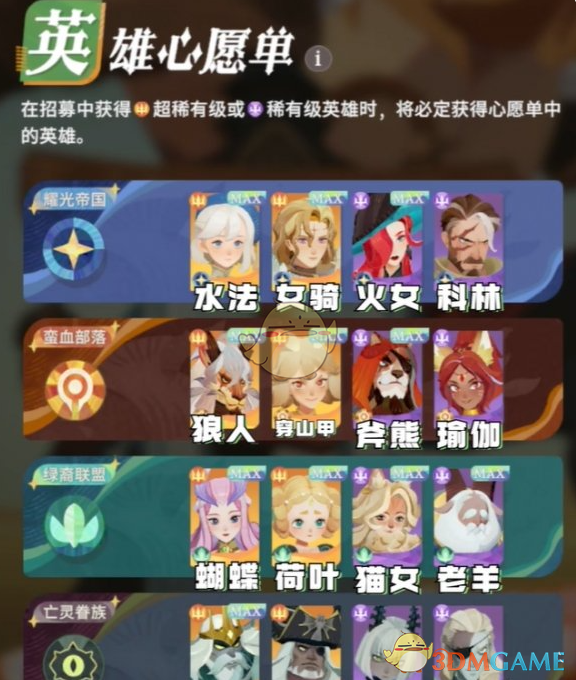 《剑与远征启程》英雄心愿单选择推荐2025最新