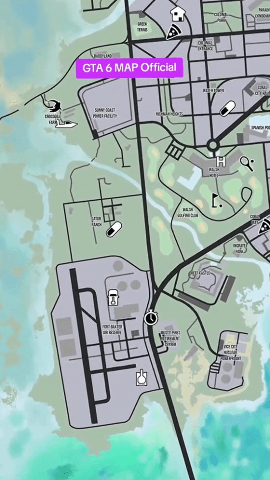 网络出现疑似《GTA6》详细地图：各种标记点全都有！