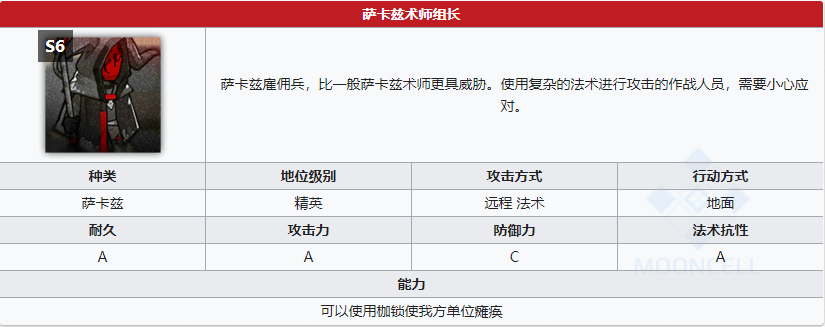 《明日方舟》萨卡兹术师组长属性介绍