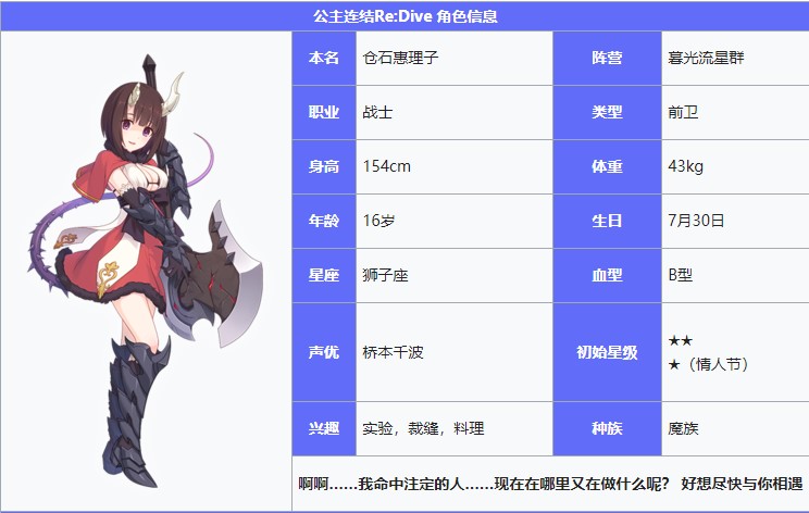 《公主连结Re：Dive》仓石惠理子图鉴