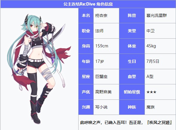 《公主连结Re：Dive》柊杏奈属性介绍
