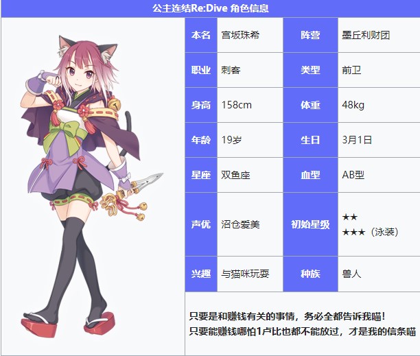 《公主连结Re：Dive》宫坂珠希图鉴
