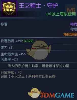 《阿拉德之怒》装备王之骑士·守护属性图鉴