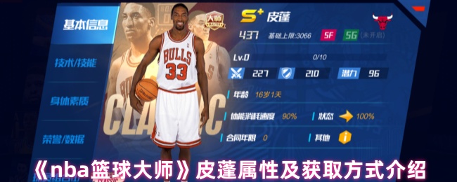 《nba篮球大师》皮蓬属性及获取方式介绍