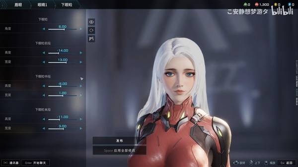 《解限机》白发碧眼小姐姐捏脸数据分享