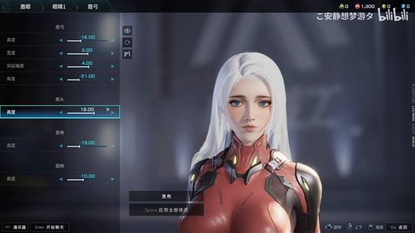 《解限机》白发碧眼小姐姐捏脸数据分享