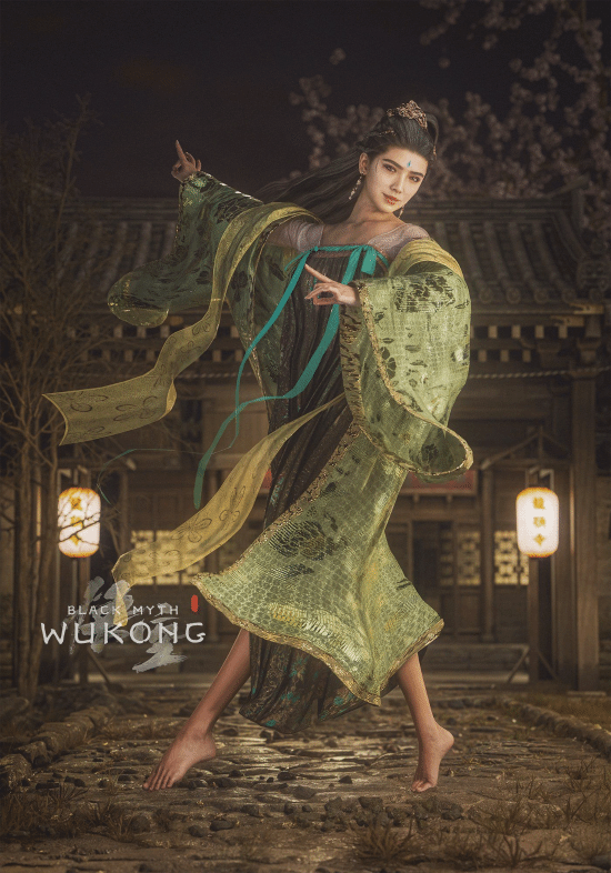 国外3D大神《黑神话》新图：四妹半卧溪边细嗅花香