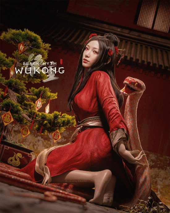 国外3D大神《黑神话》新图：四妹半卧溪边细嗅花香