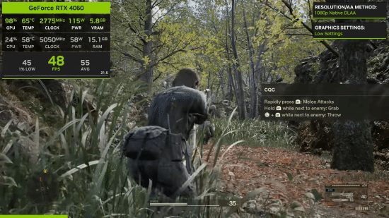 《合金装备3：重制版》PC优化太差：RTX4060显卡玩1080P低画质难稳60帧！