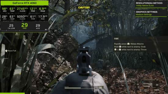 《合金装备3：重制版》PC优化太差：RTX4060显卡玩1080P低画质难稳60帧！